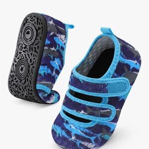Baby/Toddler Blue Shark Print Slip-On Water Shoes with Velcro Straps